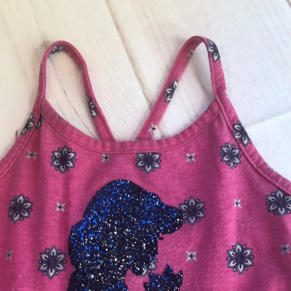 Disney Jumping Beans Summer Dress Sparkly Jasmine Pink Blue Floral Girls 4